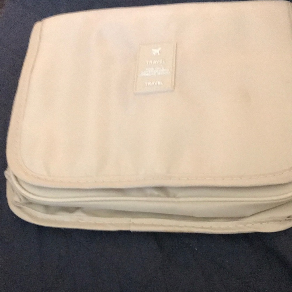Compact Cream Travel Organizer Pouch